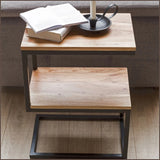 Solid Sheesham Wood S-Shape Bedside Corner Side Table
