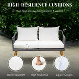 4-Piece Outdoor Rope Patio Furniture Set with Wood-Top Table