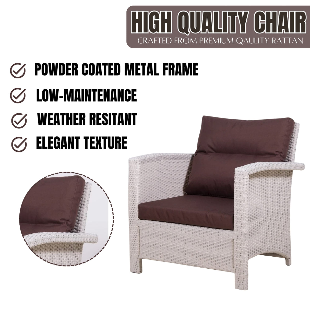 Outdoor All-Weather Wicker Single Seater Sofa