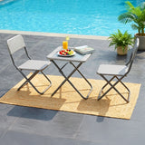 3-Piece Outdoor Wicker Folding Patio Set (Silver)