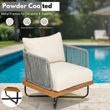 Premium All-Weather Outdoor Rope Sofa Chairs Set (Grey & Cream)