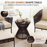 Outdoor 5 Piece Rope Patio Sofa Set (Brown & Cream)
