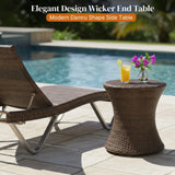 Outdoor Rattan Wicker Lounge Chairs Set of 2 with Matching Side Table