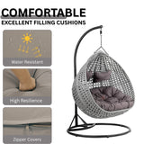 Double Seater Rattan & Wicker Swing (Grey)