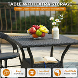 Outdoor Rattan Wicker 5-Piece Patio Furniture Set (Black)
