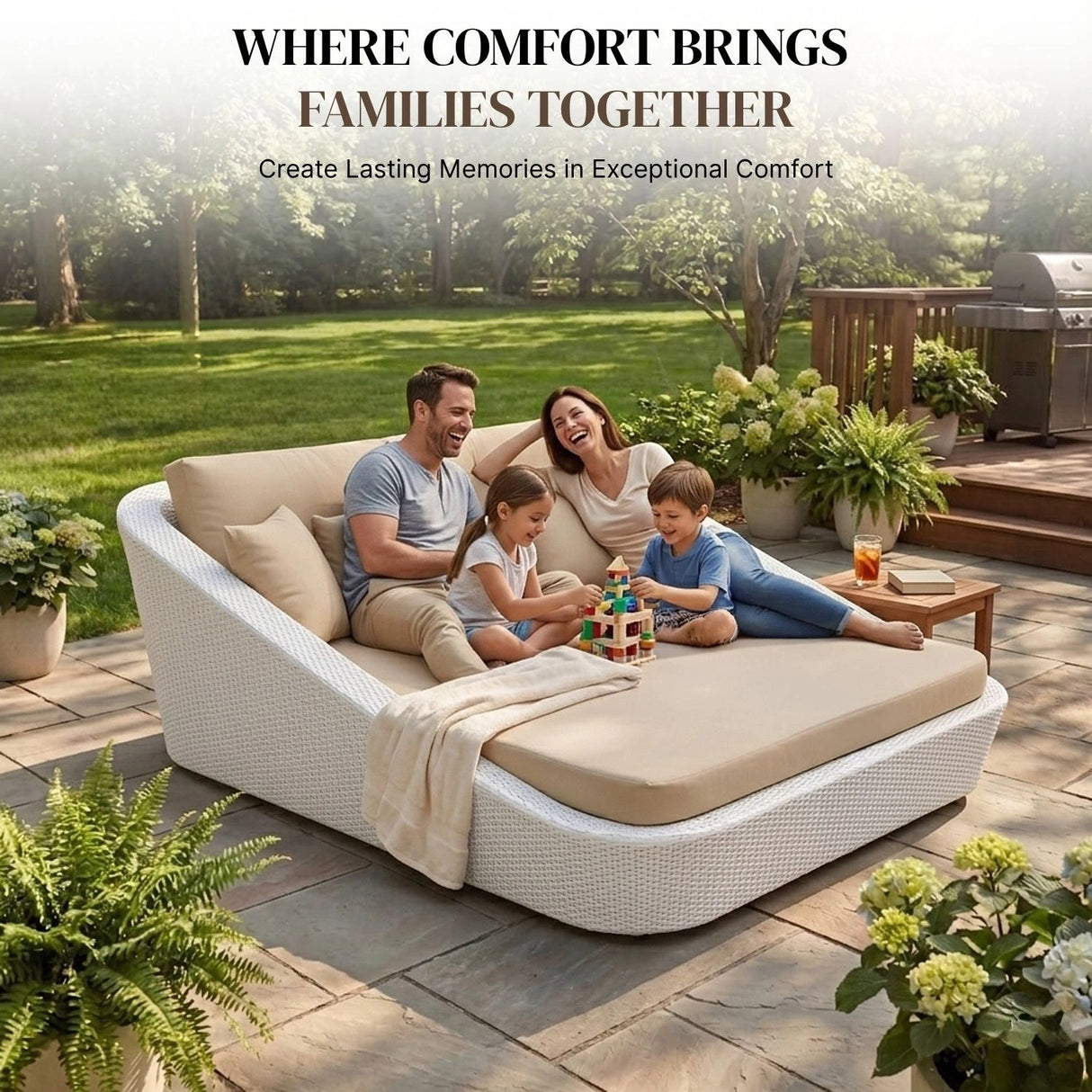 Patio Rattan & Wicker Double Conversation Daybed