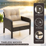 Outdoor Wicker 5-Piece Patio Sofa Set