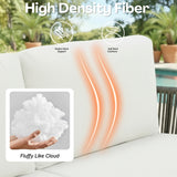 4-Piece Outdoor Rope Patio Furniture Set with Glass Top Table (Grey & Off-White)