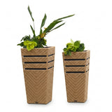 Outdoor Tall Square Rattan Planter Set of 2 (Beige)