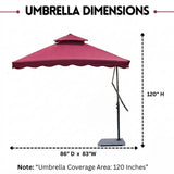 10ft Side Pole Square Shape Outdoor Umbrella With Granite Base (Maroon)