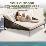 Outdoor Rope Patio Furniture Daybed (Brown and Cream)