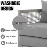 Outdoor Wicker Woven 6 Pieces Sectional Patio Furniture Set