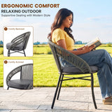 Outdoor 4-Seater Patio Rope Conversation Set (Grey & Dark Grey)