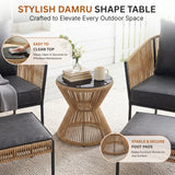 Outdoor 5 Piece Rope Patio Sofa Set (Beige & Dark Grey)
