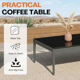 Outdoor Rope 5-Seater Sofa Set With Glass Top Table