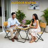 3-Piece Outdoor Wicker Folding Patio Set (Beige)