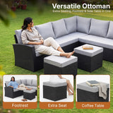 6-Piece All-Weather Wicker Patio Furniture Set (Black/Grey)
