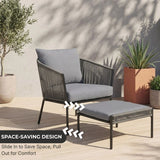 Outdoor 5 Piece Rope Patio Sofa Set (Grey)