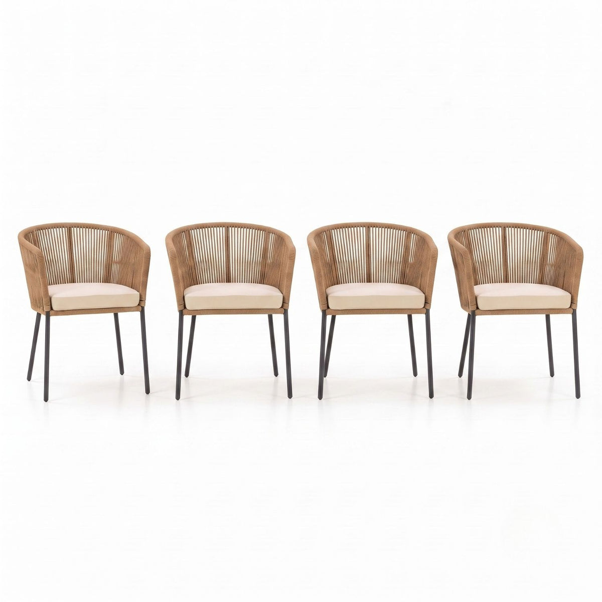 4-Piece Outdoor Rope Patio Dining Chairs