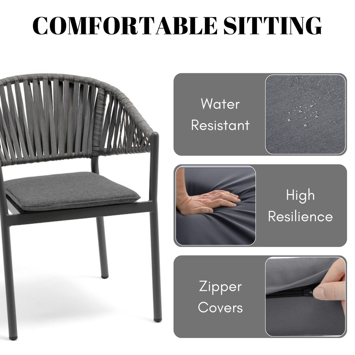 All Weather Resistant 5-Piece Outdoor Dining Set (Grey)
