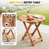 Acacia Wood Foldable Outdoor Bistro Set – 2 Chairs & Round Table