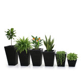 Tall Tapered Set of 6  Outdoor Wicker Planter (Black)