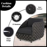 4 Piece Outdoor Rope Sofa Set with Glass Top Coffee Table (Black)