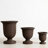 Outdoor Rattan Wicker Urn Planter Set of 3 (Dark Brown)