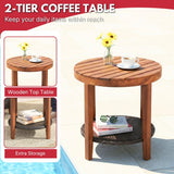 3-Piece Outdoor Wicker Patio Conversation Set (Dark Brown & Red)