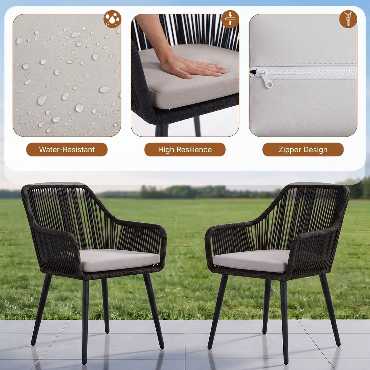 5-Piece Outdoor Rope Patio Dining Set