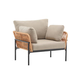 Outdoor Rope 2-Piece Single Seater Sofa (Beige & Cream)