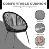 5-Piece Outdoor Patio Dining Set with Rope Chairs & Glass Top Table