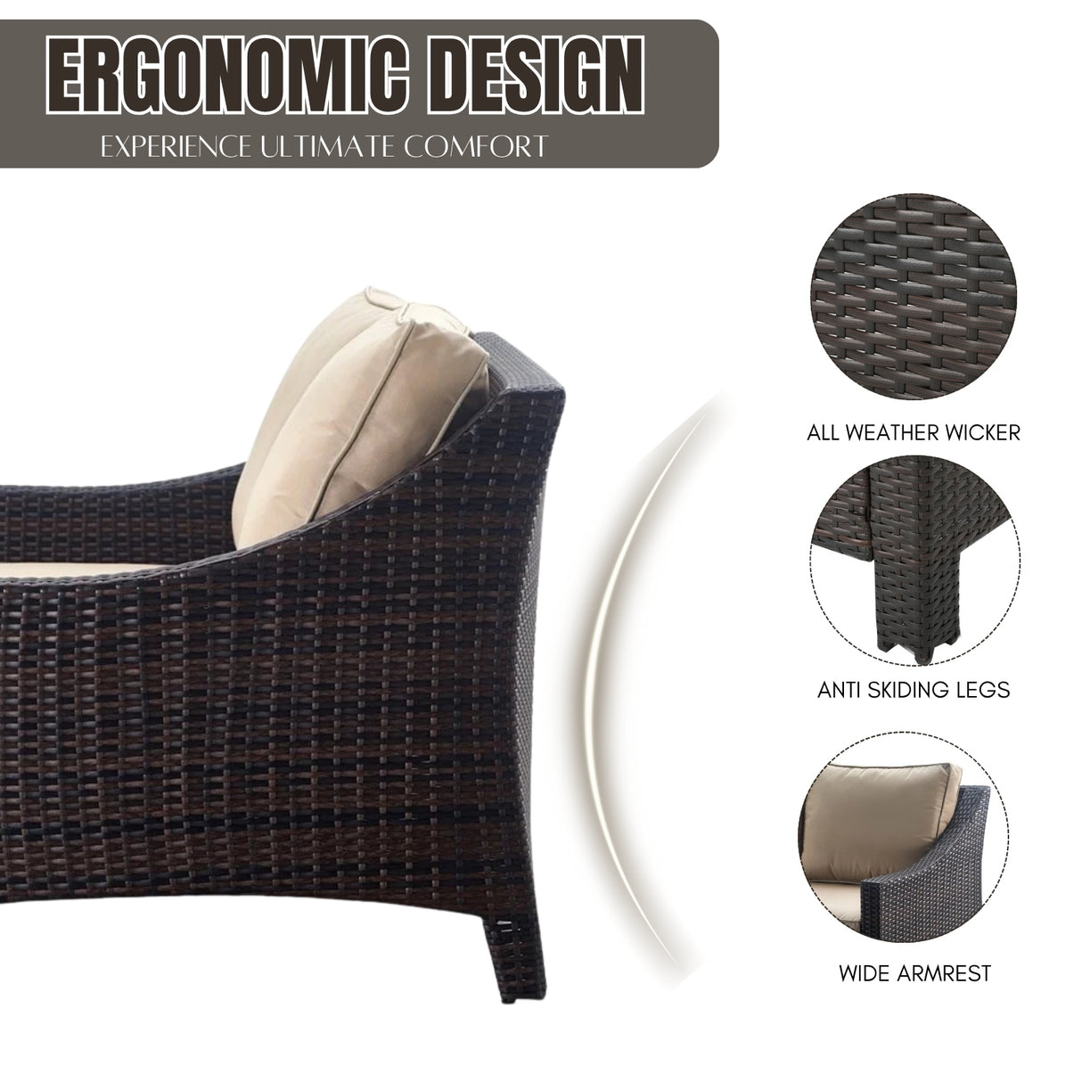 Outdoor Rattan Wicker 1-Piece Loveseat Sofa