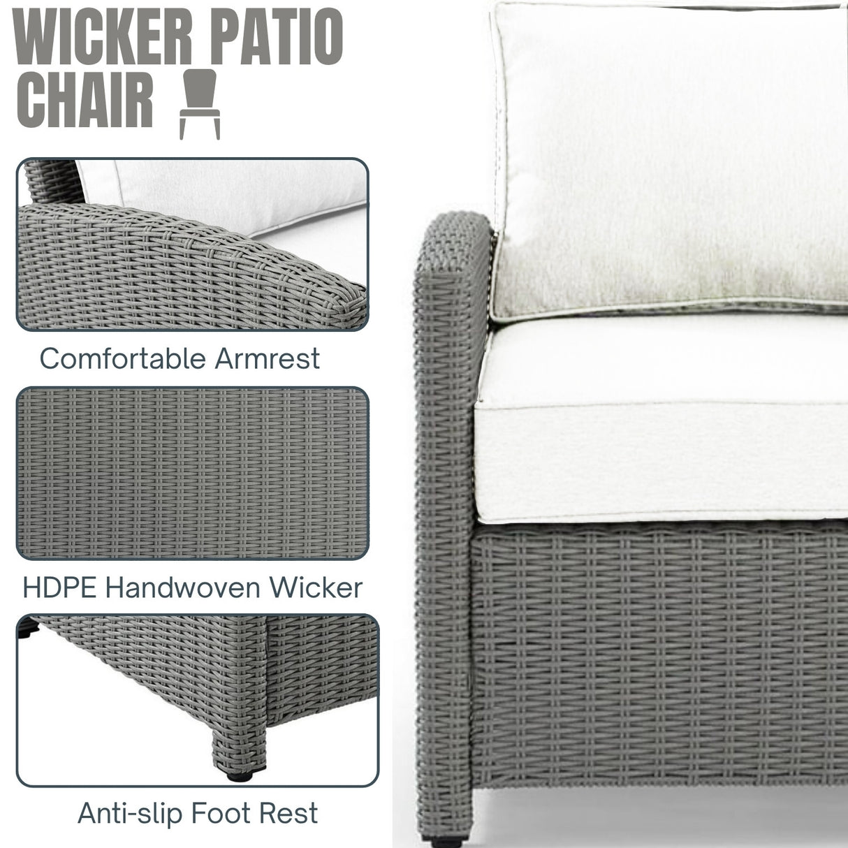 4 Pieces Patio Furniture Set, Outdoor Sectional Sofa