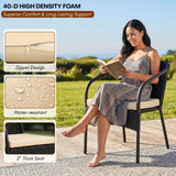 3 Piece Outdoor Wicker Patio Furniture Set (Black & Cream)