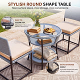 5-Piece Outdoor Wicker Patio Furniture Set (Silver Grey & Cream)
