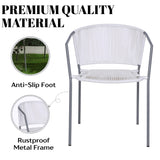 3-Piece Outdoor White Rope Patio Set