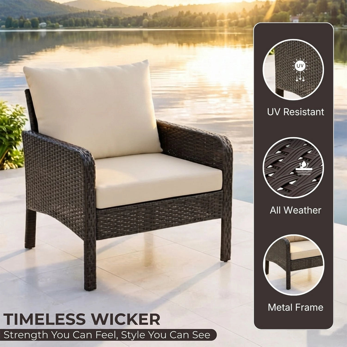 Outdoor Wicker 5-Piece Patio Sofa Set
