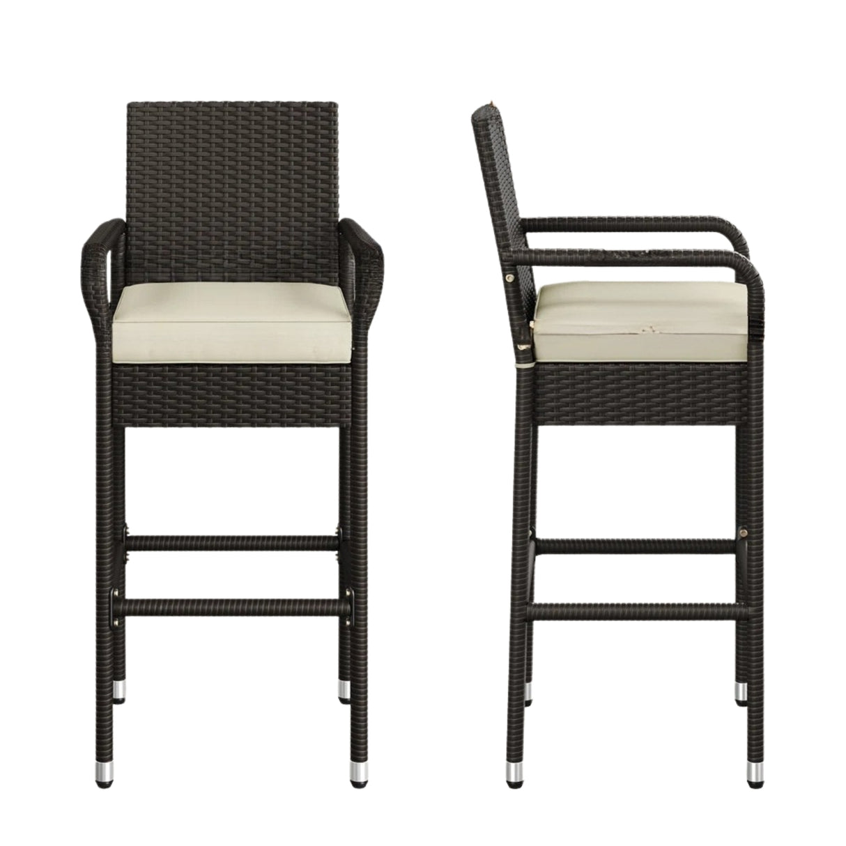 Outdoor Rattan Wicker 2-Piece Bar Chairs