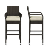 Outdoor Rattan Wicker 2-Piece Bar Chairs