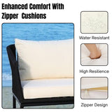 Outdoor Black Rope L-Shape All Weather Sectional Sofa Set