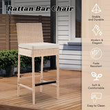 Outdoor Rattan Wicker Bar Chairs Set of 2