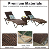 Outdoor Rattan Wicker Lounge Chairs Set of 2 with Matching Side Table