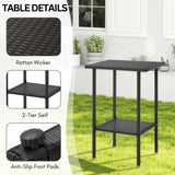 Outdoor Rattan Wicker Bar Set With 2-Tier Table