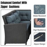 5-Piece Wicker Patio Conversation Set (Dark Brown/ Cyan Blue)