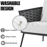 4 Piece Outdoor Rope Sofa Set with Wooden Top Table