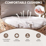 Outdoor Beige Rattan Wicker Cocoon Chair