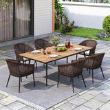 7-Piece Outdoor Patio Dining Set With Wooden Tabletop