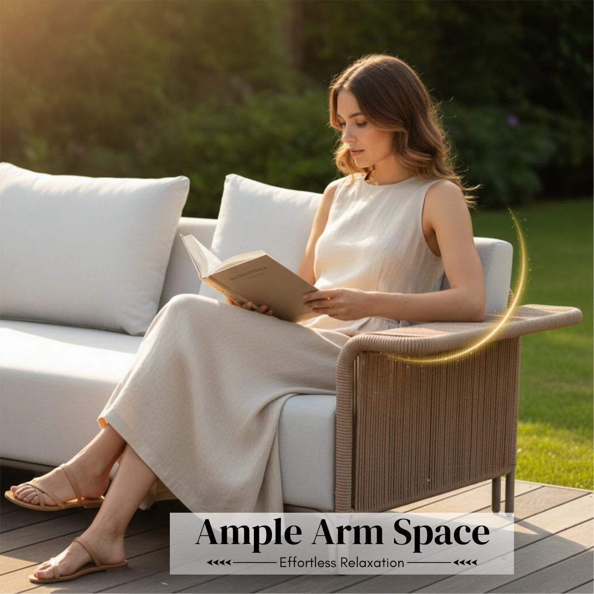 4-Piece Outdoor Rope Patio Conversation Set (Beige & Off-White)