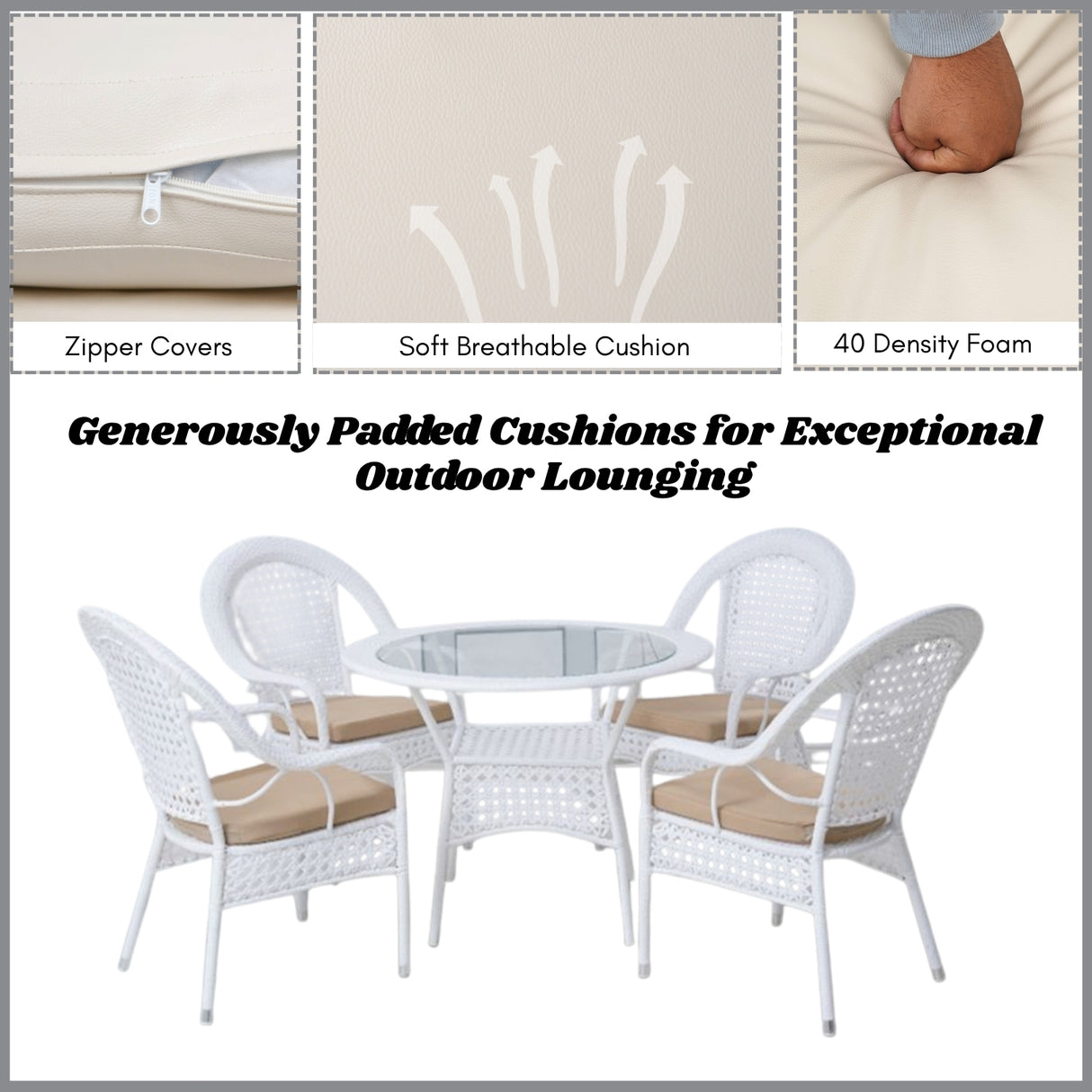 Outdoor All-Weather Resistant Rattan Wicker 5-Piece Dining Set